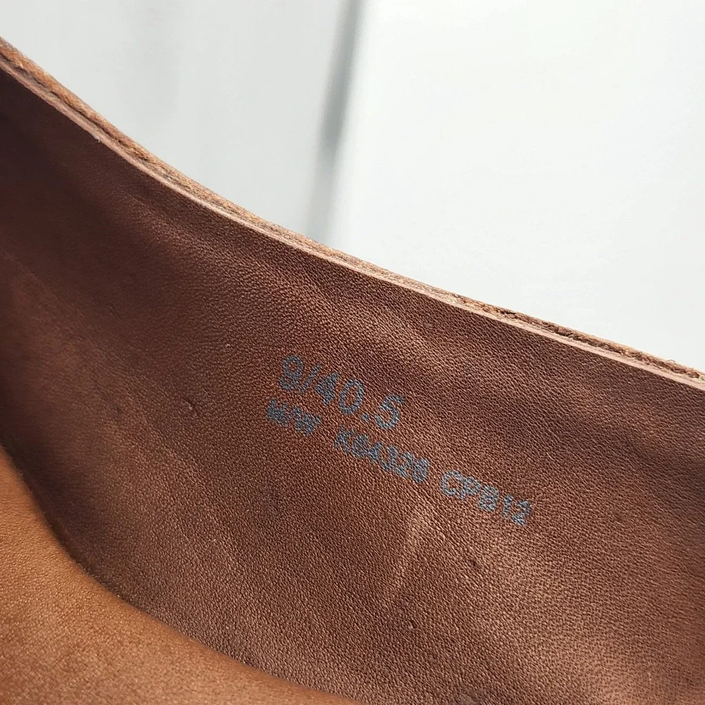 Kork-Ease Bette Tan Leather Platform Wedge Sandals Slingback Peep Toe Brown 9